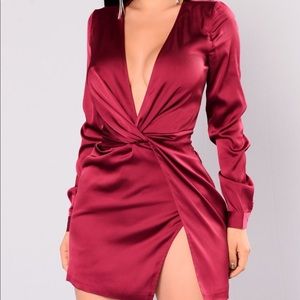 Burgundy long sleeve dress